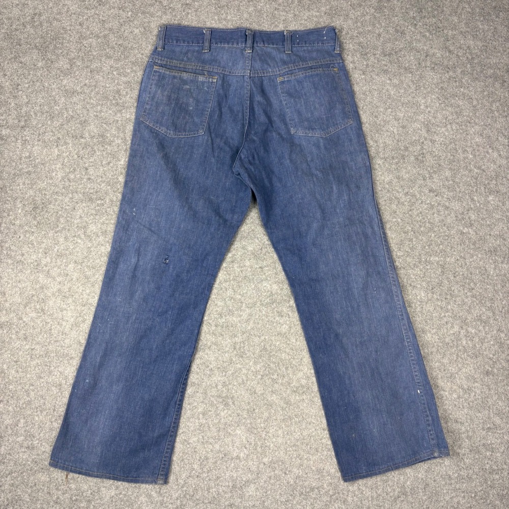 Vintage Denim Work Pants Blue Distressed thrashed  Straight Leg Mens 31x31.5